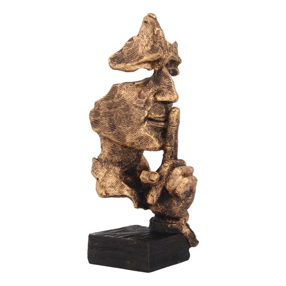 Antik Finish Schweigen ist Gold Statue Farbecht Gold Denker Statue Moderner Kreativer Abstrakter Stil Schweige Statue