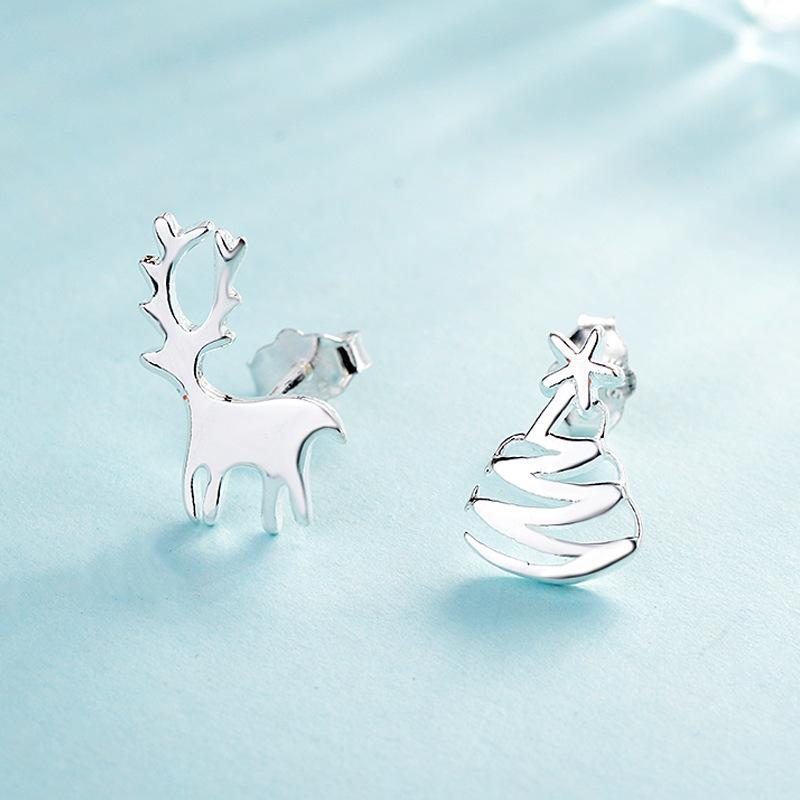 Minimalist Christmas Antler Stud Earrings For Women Small Delicate Fresh Temperament Versatile Cold Jewelry