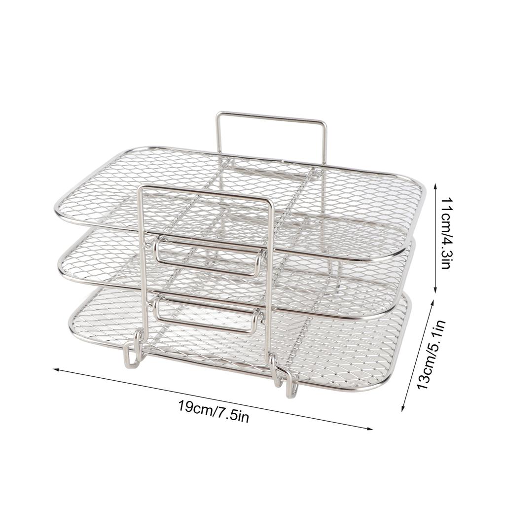 Dual Air Fryer Rack Multi Layered Dehydrator Racks 304 Stainless Steel Dual Air Fryer Stand Racks