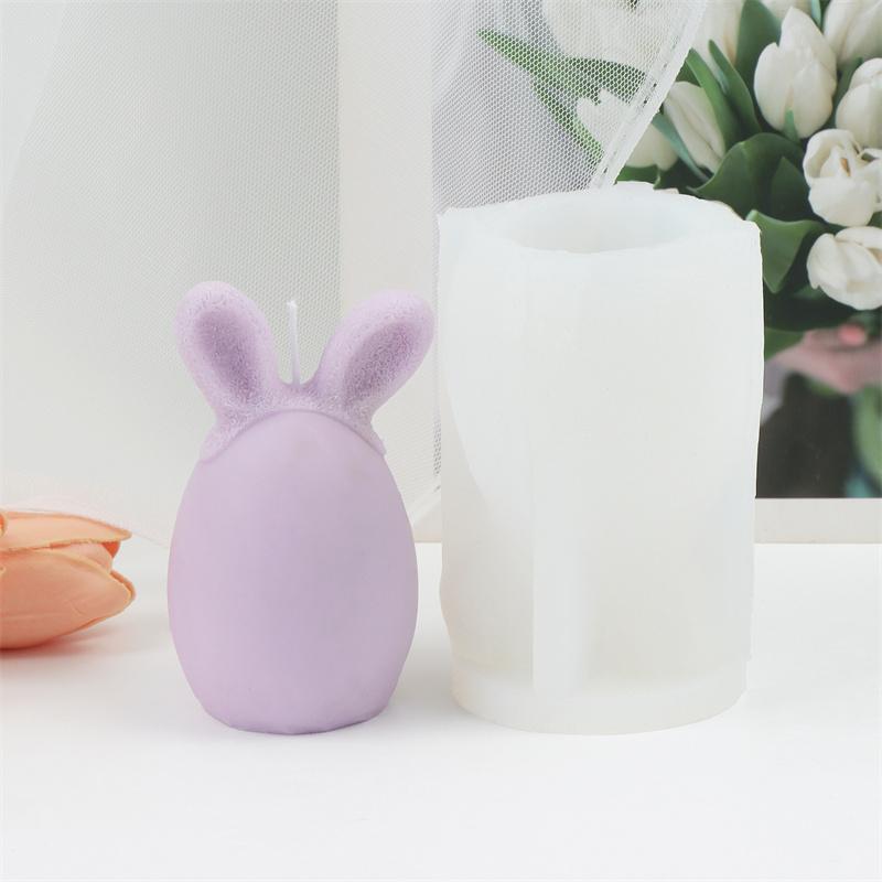 Easter Bunny Egg Silicone Candle Mold DIY Cute Spring Easter Egg With Bowknot Rabbit Ear Sculpture Candle Soap Decoration Party