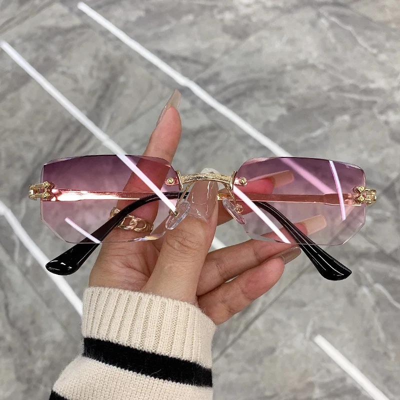 

Новые квадратные солнцезащитные очки без оправы женские дизайнерские модные солнцезащитные очки для женщин для путешествий на открытом воздухе, очки с защитой от ультрафиолета UV400 As shown in the figu