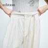 Edition Women's 2025 Spring Ramie-Linen Tie-Waist Wide-Leg Trousers