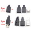 100pcs Type A Male Female USB 4 Pin Plug Socket Connector With Black Plastic Cover Type-A DIY Kits