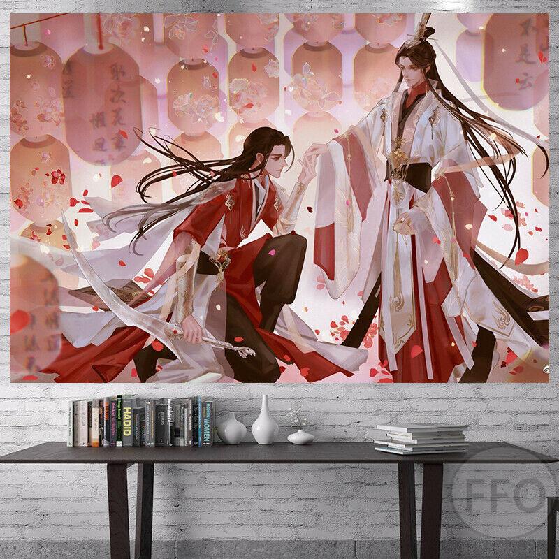 Tapestry de Anime Bendiciones de los Oficiales Celestiales Colgante de Pared Decoración Estética de Habitación Cartones Póster de Arte Tapices Boho Para el Hogar