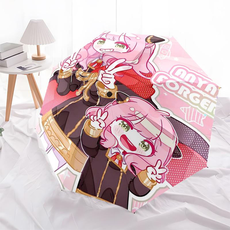 1pc Anya Forger Anime Character Umbrella - Automatic Opening with Foldable Design, Iron Frame, Outdoor Use, Festival Gift for Fans, Travelers, Daily U