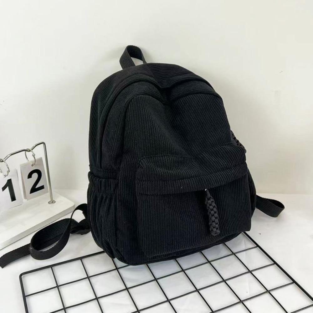 Handbag Corduroy Backpack Solid Color Student Book Bags Cute Small School Bags Traveling