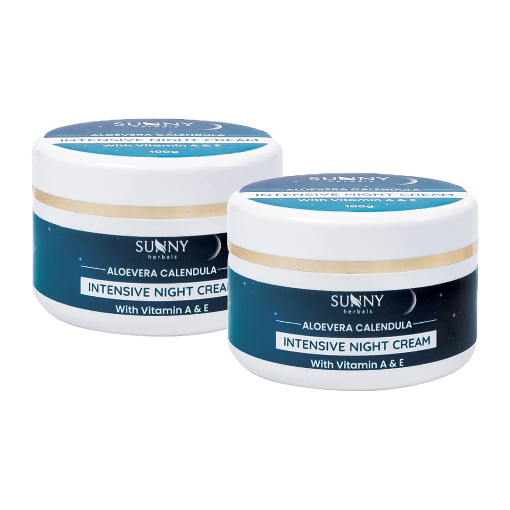 Sunny Herbals Aloevera Calendula Intensive Night Cream 100 GM X  Pack Of 2 For Firm Hydrated Skin Care