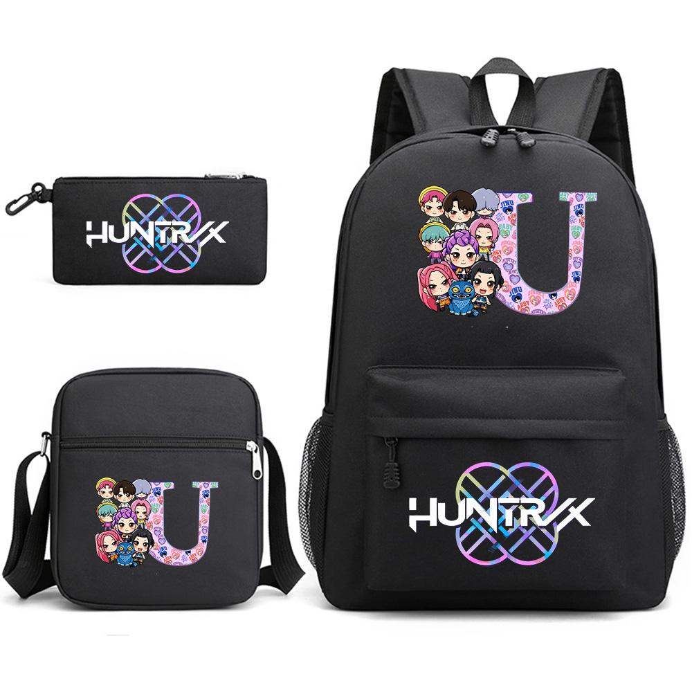 3Pcs/set 26 English Letter Printed Backpack with Shoulder Bag Pencil Case for Student Boy Girl SchoolBag Large Capacity Waterproof Bookbag Kid Gift