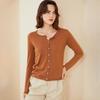 Women's Soft Cashmere Cardigan - Round Neck, Loose Knit, Long Sleeve, Lightweight for Spring/Autumn, Solid Color Sweater