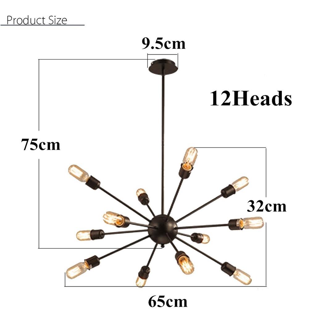 

Современный промышленный железный подвесной светильник Sputnik, винтажная люстра, лофт, потолочный светильник, подвесной 12 светильников, черный