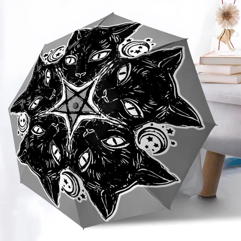 1pc Cat Mandala Automatic Open/Close Umbrella Compact Folding Umbrella, All-Season Portable Umbrella for Women/Men251