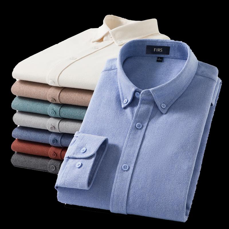FIRS Men's Modal Brushed Long-Sleeve Business Casual Shirt
