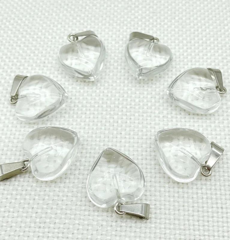 20MM Heart-Shaped Natural Crystal Stone Pendant Necklace DIY Accessory