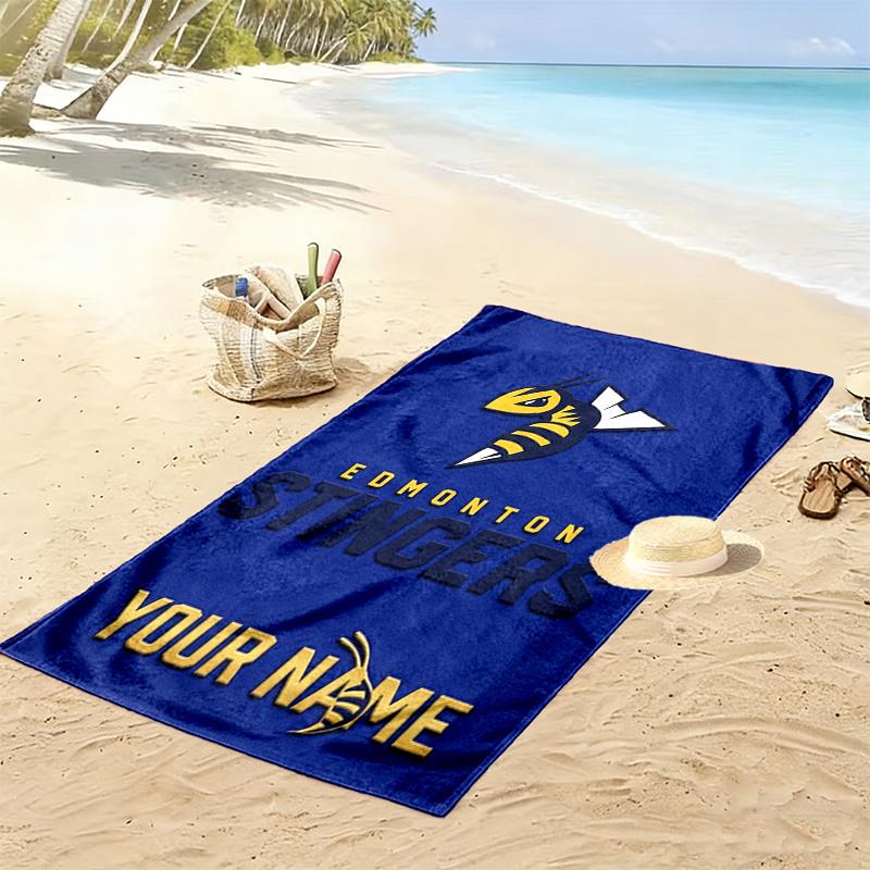 Name Custom Edmonton Stingers Print Beach Towel, Large Soft Quick Dry Towel for Beach Camping Swimming