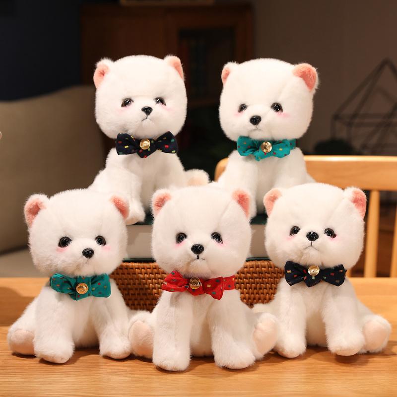 22cm Plush Pomeranian Dog Doll Simulation White Dog Stuffed Animal Toys Super Realistic Toy for Pet Lovers Luxury Home Decor