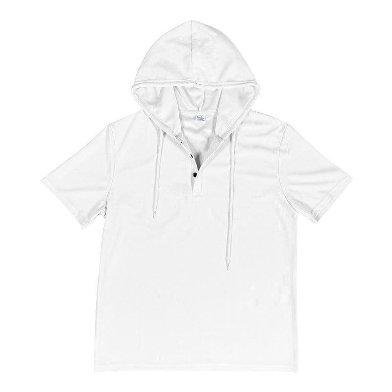 2024 Men's Summer Short-Sleeve Hoodie Henley Shirt for European & American Styles