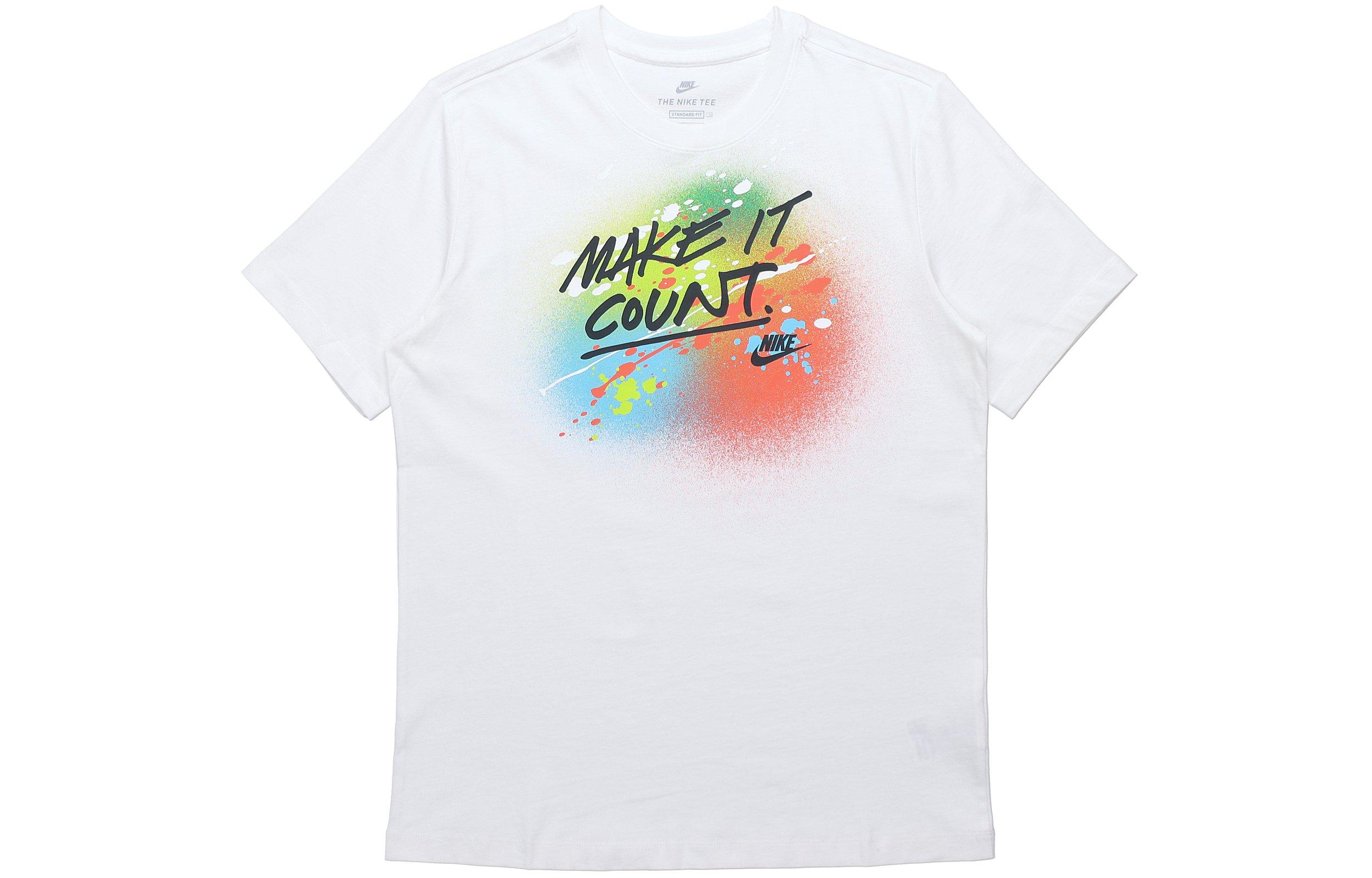 

Nike T Shirts Men s White Crew Neck Moderate Straight Fit DJ5361-100 XXL