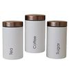3pcs/Set Food Storage and Organization Canister for Coffee, Tea, Sugar - White