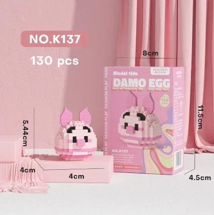 Stitch LinaBell Hello Kitty Sanrio Construction Blocks Damo Egg Cartoon Figrues Bricks Children's Assembly Playthings Model Present