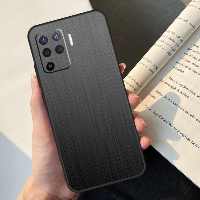 Brushed Metal Texture Steel Print Case For Oppo A80 A60 A40 A78 A38 A18 A98 A58 A96 A76 A16 A94 A74 A54 A15 A17 A57 A77 A5 Pro