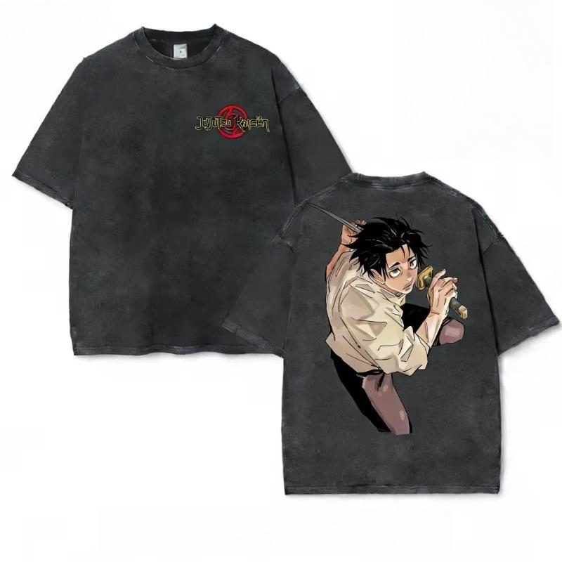 Jujutsu Kaisen Okkotsu Yuta Summer Washed Tshirt Harajuku Men Vintage Streetwear Women Casual Sports Shortsleeved Tops