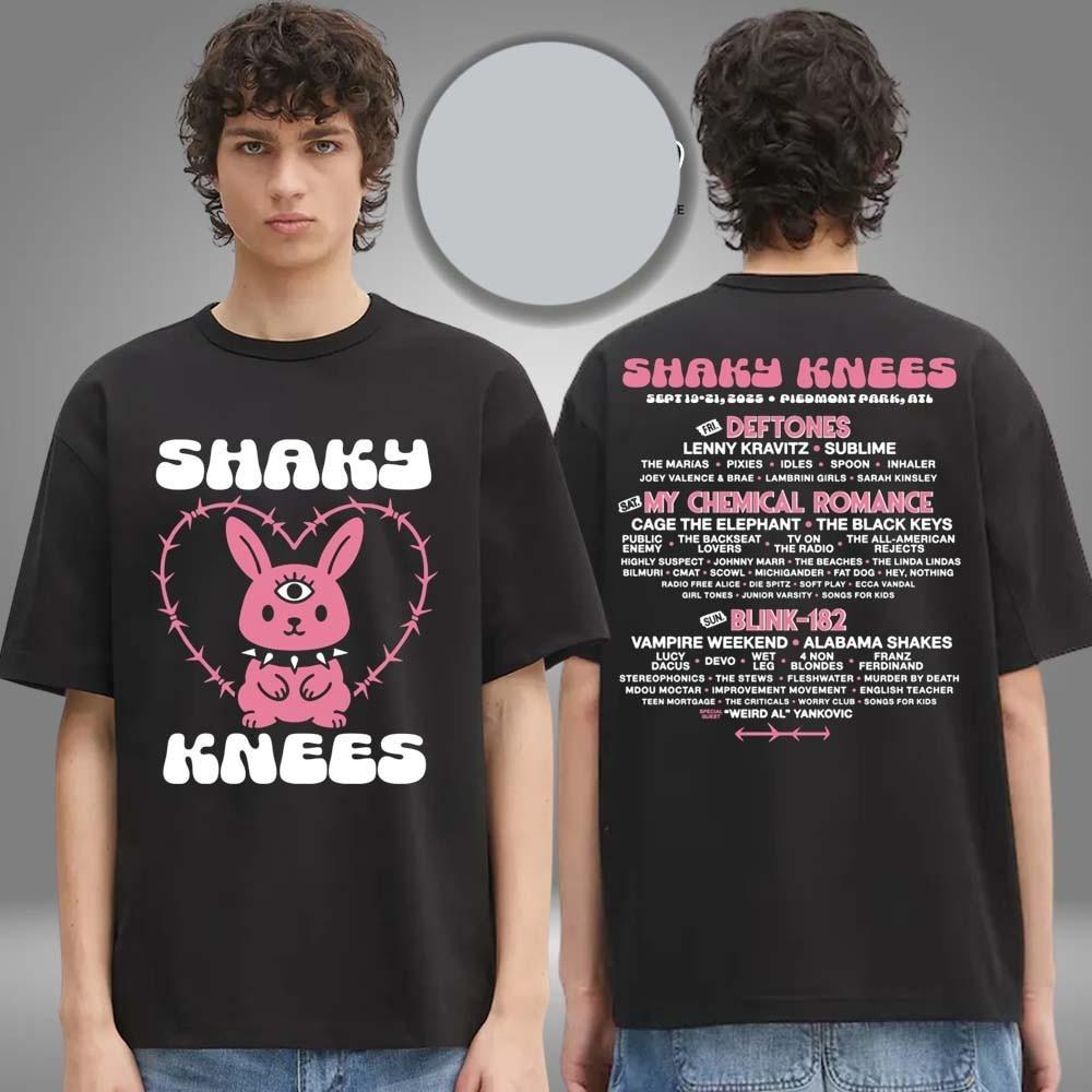 Shaky Kn_es Merch Music Festival Bunny Lineup Two Sided Unisex T-Shirt All Size L