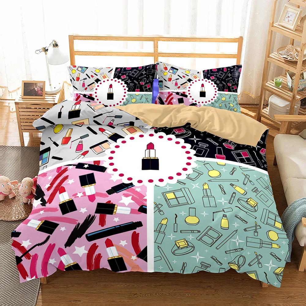 

High Heels/ Lipstick 2/3pcs/sets Duvet Cover Set Bedding Western Style Girl Ladies Beddings Birthday Present Quilt Cover EU single(135x200cm)