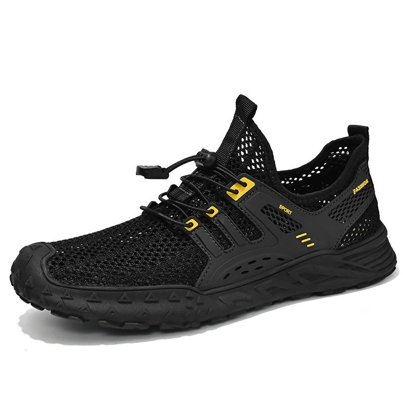 

Mesh shoes men s 2025 summer new hollow lightweight breathable men s shoes one pedal soft sole outdoor sports travel shoes Leather shoe size (one size larger than sneakers) чёрный