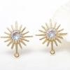 Gold Color Brass with Zircon Flower Stud Earrings High Quality Diy Jewelry Findings Accessories
