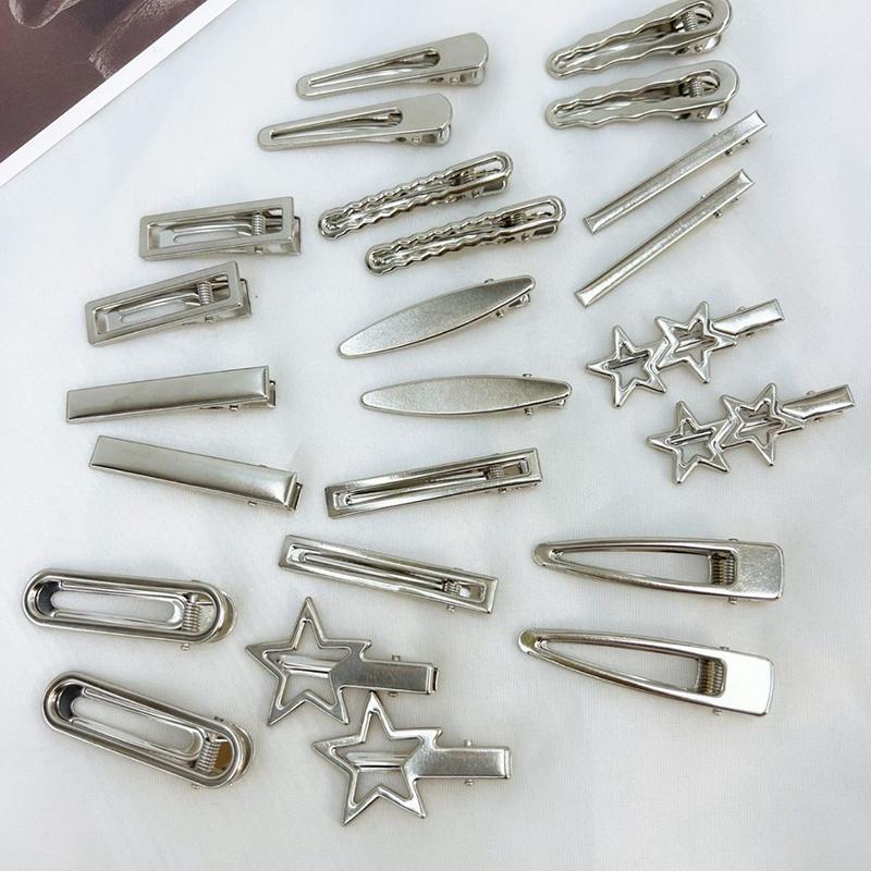 8Pcs Girl Hair Pins Silver Metal Duckbill Clip Women Hair Clips Side Bangs Female Ladies Barrettes Hair Accessories