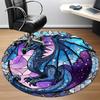 1pc StainedGlass Dragon Office Round Area Rug, Under Office Chairs Bedroom Living Room Home Decor, Room Deco, Available in Various Sizes