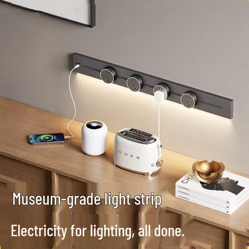 Inductive USB Rail Socket with Movable Kitchen Drawer Slides - White