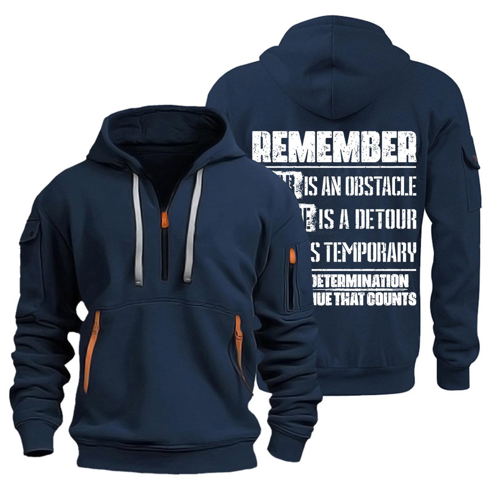 

Мужская толстовка с капюшоном с принтом, кардиган на молнии с карманом на рукаве, мужская спортивная повседневная толстовка большого размера XXL тёмно-синий