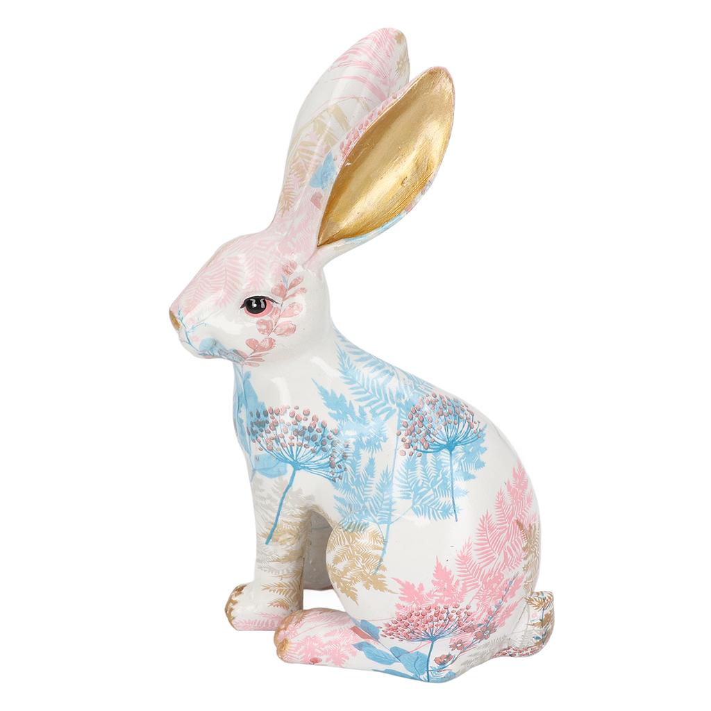 Colorful Rabbit Statue European Style Hand Crafted Rabbit Figure Nontoxic Synthetic Resin Rabbit