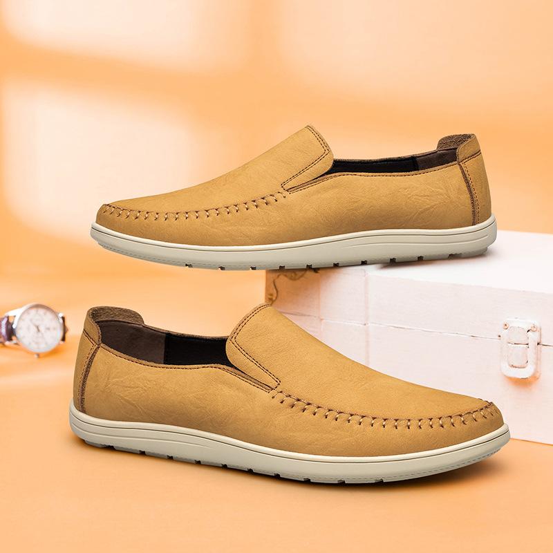 

Мужская обувь 2025 лето новая мужская износостойкая легкая ленивая повседневная кожаная обувь ежедневная удобная обувь Doudou на одной педали 46