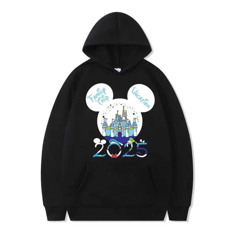 Funny Disney Hoodie My First Trip 2025 Mickey Minnie Printed Pullovers Tops Autumn Versatile Sweatshirts Women Casual Clothes