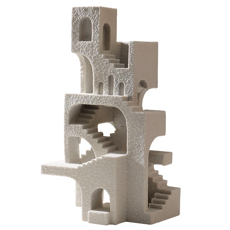 Creative Hollowed-out Buildings Resin Architecture Staircase Geometric Interlaced Staircase Archway Home Decoration Accessories