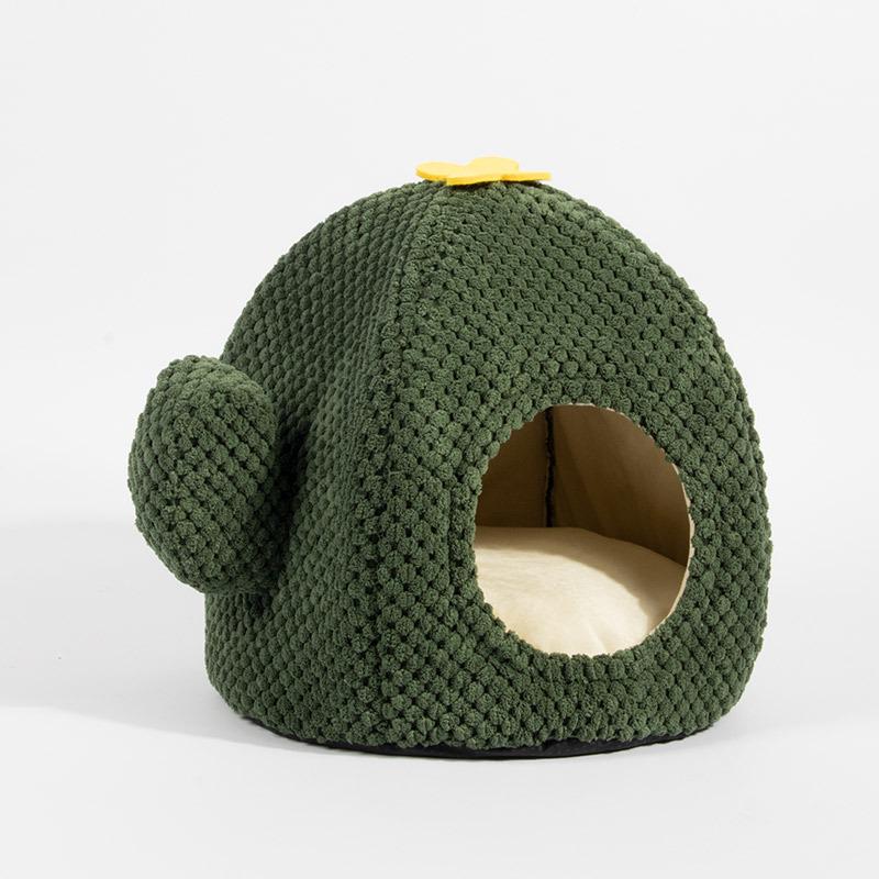 

Уютное трансграничное кактусовое гнездо для питомца: Теплая кровать для кошек и собак на осень/зиму темно-зеленого