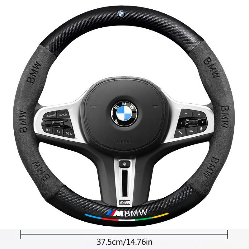 3D Logo Carbon Fiber Leather Car Steering Wheel Covers For BMW 1 2 3 4 5 7 Series X1 X3 X4 X5 X6 X7 F10 F20 F30 G20 G30 F15 F16