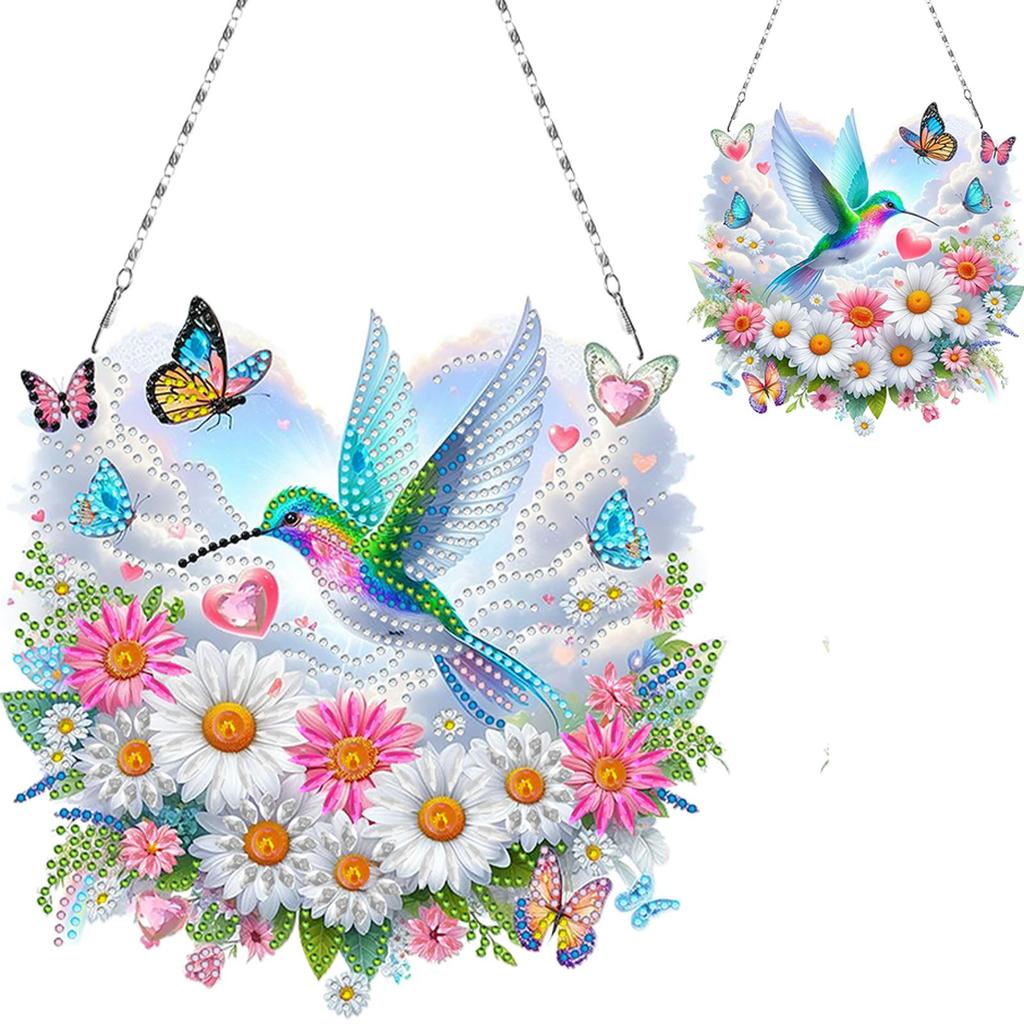 2D/Flaches DIY Diamantmalerei Set Hängende Diamantkunst Kits Strassstein Diamantkunst Fensteranhänger DIY Heimdekoration Hängender Anhänger