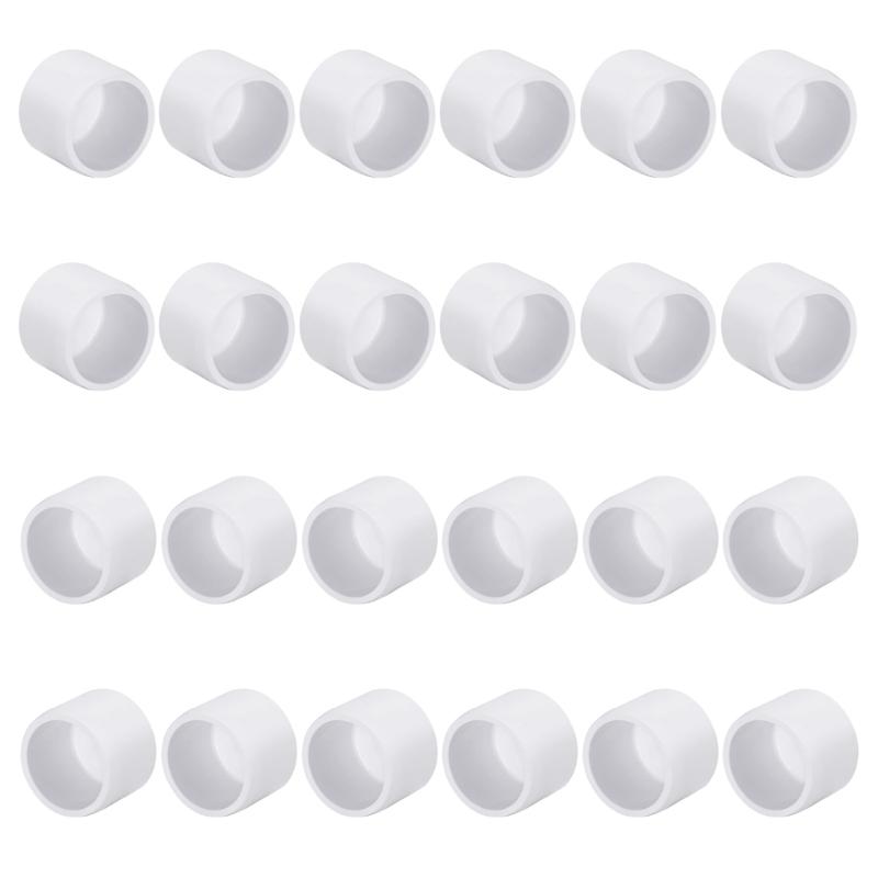 24 Pieces Sturdy PVC Pipe End Caps Furniture Grade Fittings Convenient for 3/4 Inch to 2 Inch Pipe Protective Covers