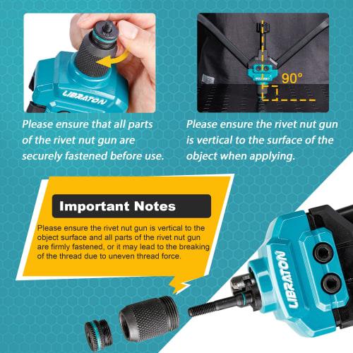 LIBRATON Hand Rivet Nut Tool, Two-Handed, Includes 70 M3/M4/M5/M6/M8/M10/M12 Blind Nuts