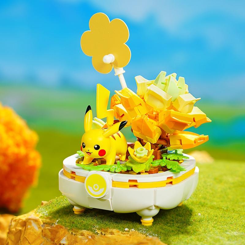 Keeppley Pikachu building blocks children's educational assembled succulent potted toy model Squirtle ornaments birthday gift