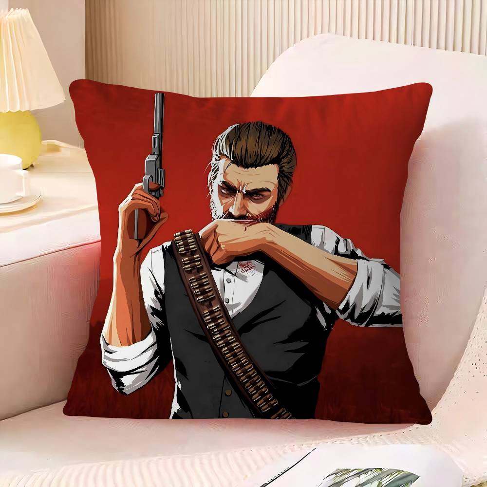 

Red Dead Redemption Pillow Case Square Cushion Cover 3D Soft Plush Throw Pillowcase Living Room Sofa Bedroom Home Room Bed 16x16Inch