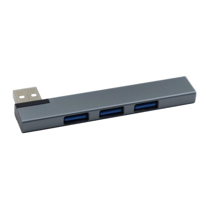Aluminium 4-Port Mehrfach-USB-Splitter USB 90-Grad-Stecker Platzsparendes Verlängerungskabel für Laptop PC Konsolen