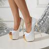 Zapatos de Mujer Talla Grande 32-45 Nuevo Diamante de Agua Tacón Fino Puntiagudos Tacones Altos Sandalias de Lujo con Diadema para Mujer Zapatos De Mujer