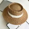 Fresh Hat Women'S Summer Versatile Straw Hat Beach Vacation Sunscreen Hat British Straw Woven Flat Top Jazz Hat