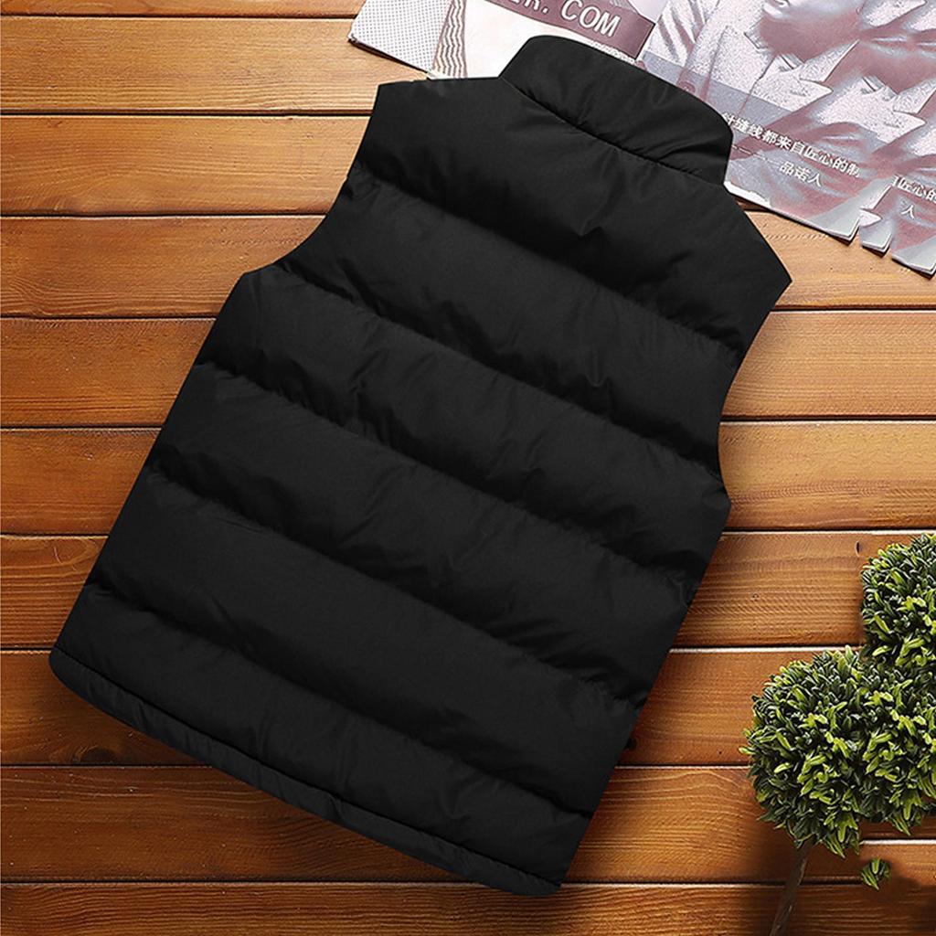 Men  Winter Fashion Stand Collar  Color Waistcoat Vest Jacket Top Coat