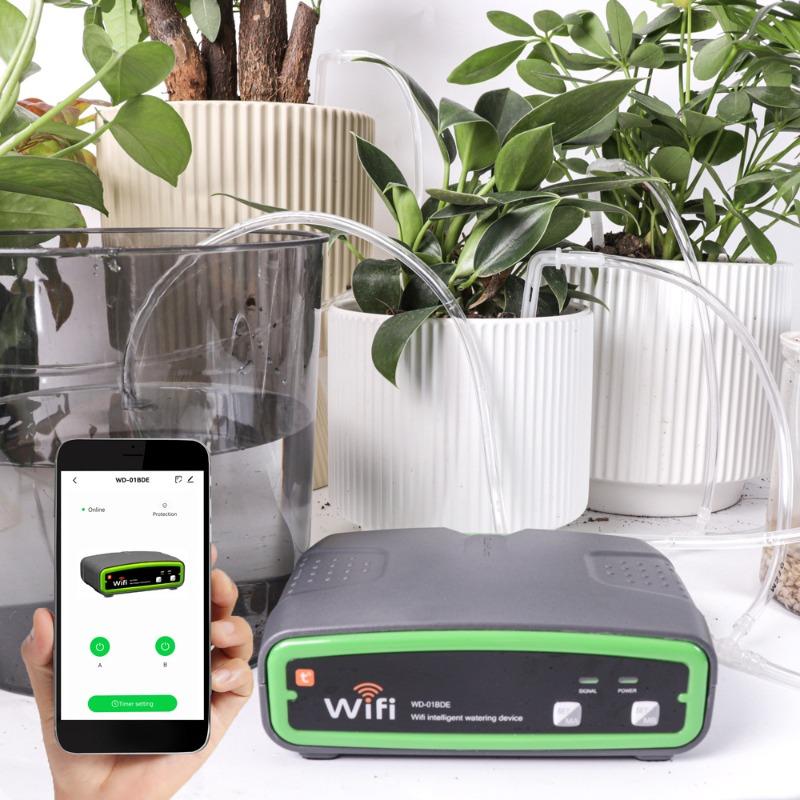 WIFI Intelligent Double Pump Automatic Flower Watering Device Mobile Phone Remote Control Watering Device Balcony Garden Art Potted Plant Irrigation