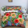 Vintage Květinový Král Královna Povlak na Peřinu Pivoňka Slunečnice Ložní Sada Tropický Květinový Povlak na Přikrývku Boho Polyesterový Povlak na Přikrývku